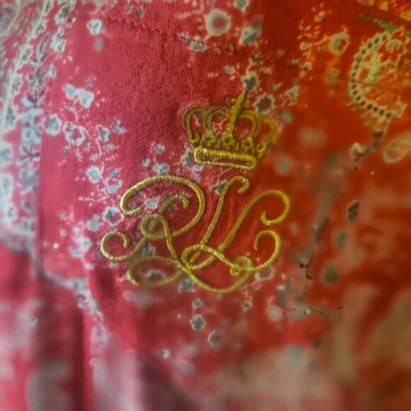 Ralph Lauren Women's Cotton Blend Red/Cream Paisley Pajama Top - Size M - Picture 3 of 11